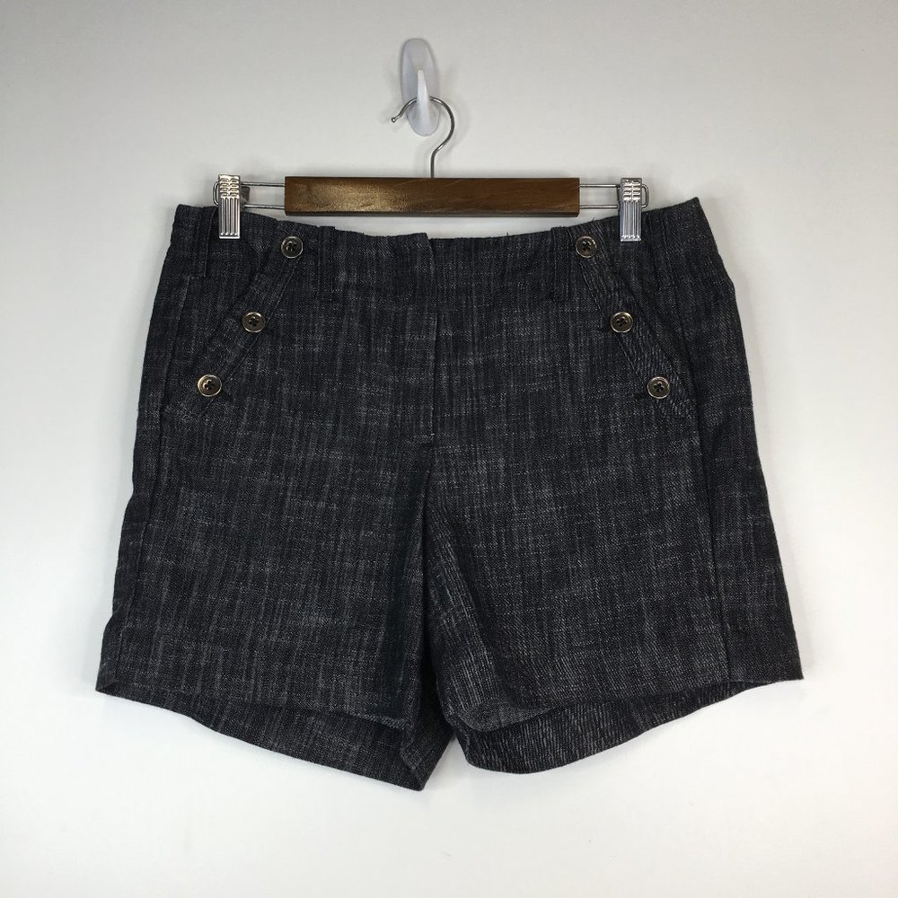 Sandro Charcoal Textured Button-Detail Shorts